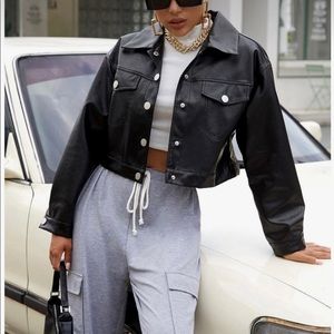 90’s oversized cropped quilted blazer sz S